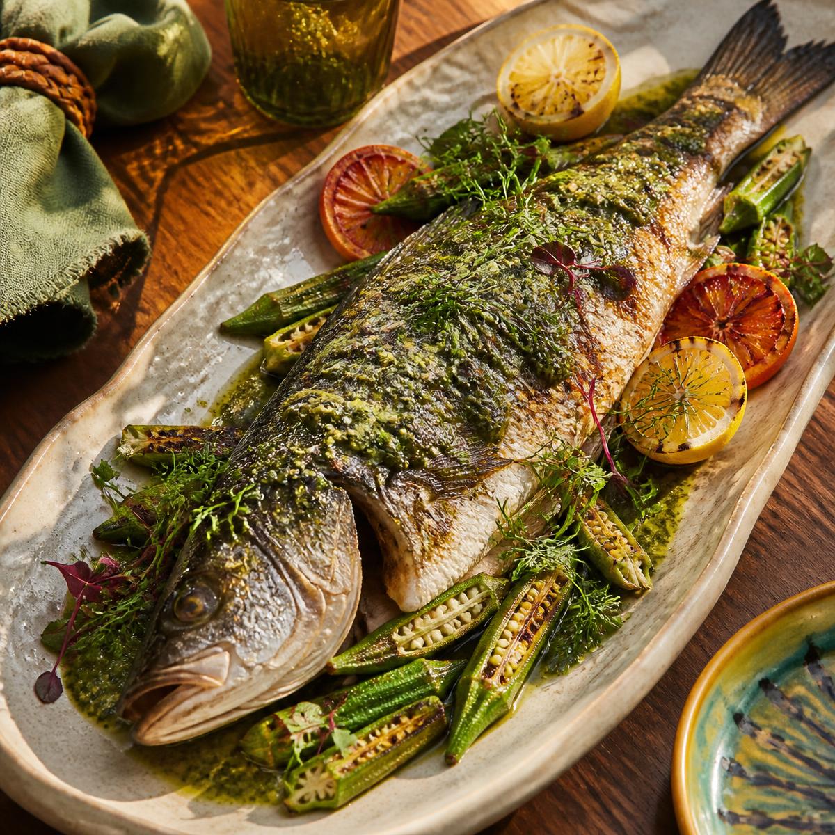 Green fire branzino